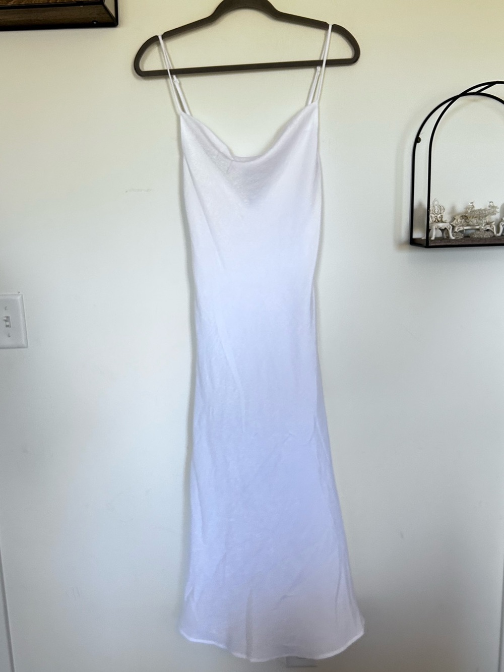 Resa White Sleeveless Cowl Neck Midi Slip Dress Size XS